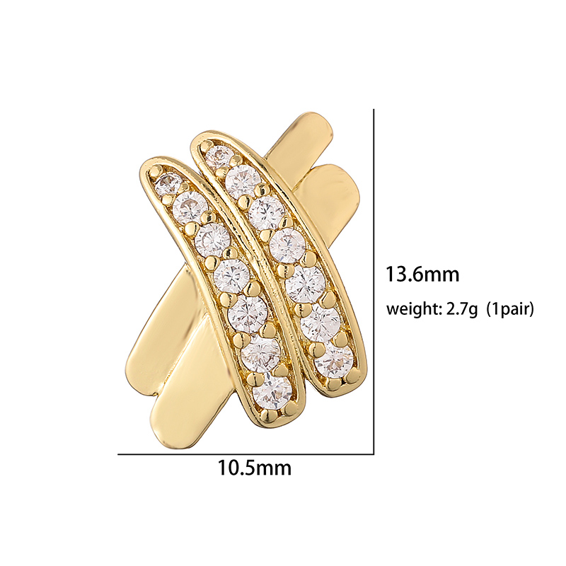 1 Pair Casual Modern Style Round Square Flower Plating Inlay Copper Zircon 18k Gold Plated Ear Studs display picture 7