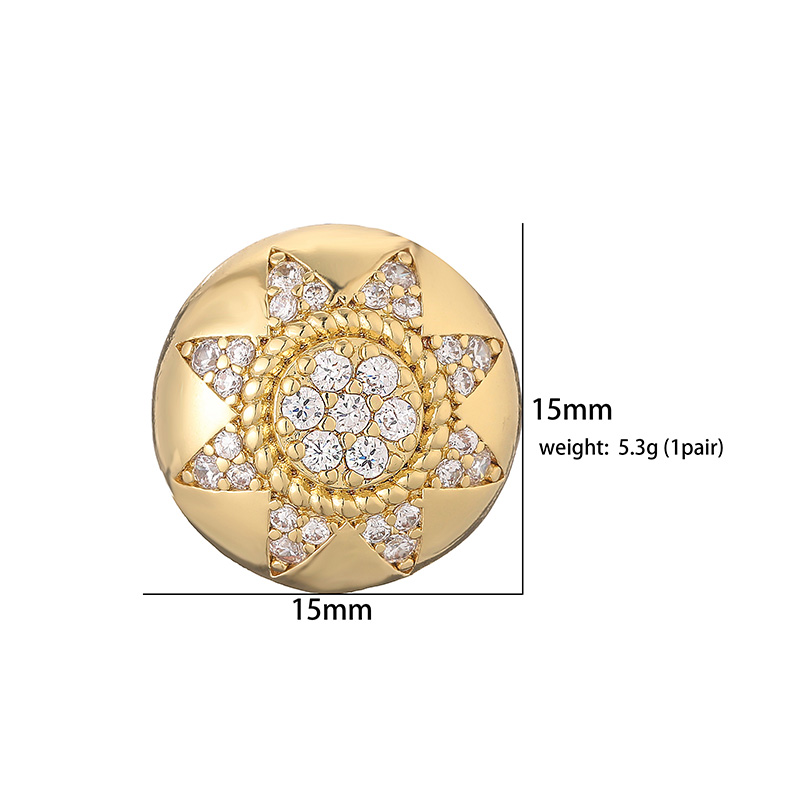 1 Pair Casual Modern Style Round Square Flower Plating Inlay Copper Zircon 18k Gold Plated Ear Studs display picture 6