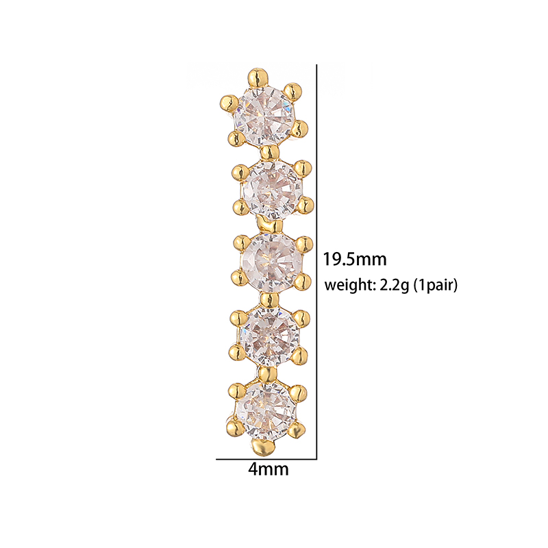 1 Paar Lässig Moderner Stil Runden Quadrat Blume Überzug Inlay Kupfer Zirkon 18 Karat Vergoldet Ohrstecker display picture 5