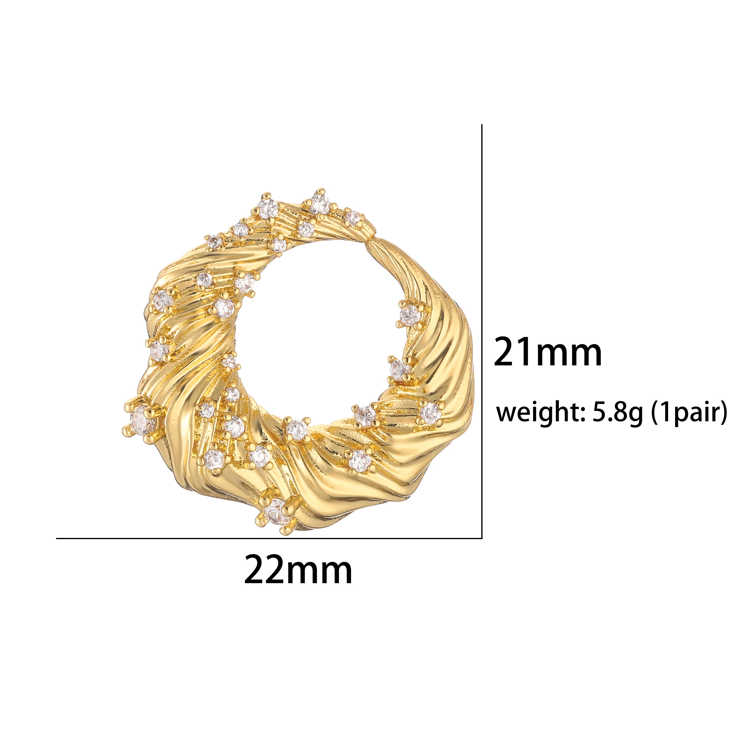 1 Pair Casual Modern Style Round Square Flower Plating Inlay Copper Zircon 18k Gold Plated Ear Studs display picture 8