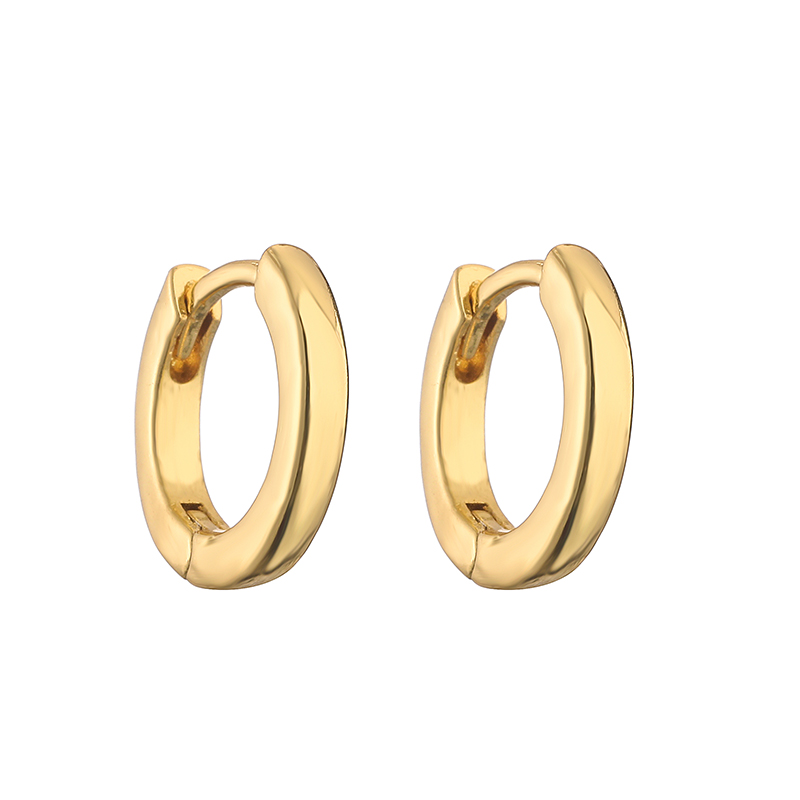 1 Pair Vintage Style Simple Style Round Solid Color Plating Copper 18k Gold Plated Hoop Earrings display picture 5