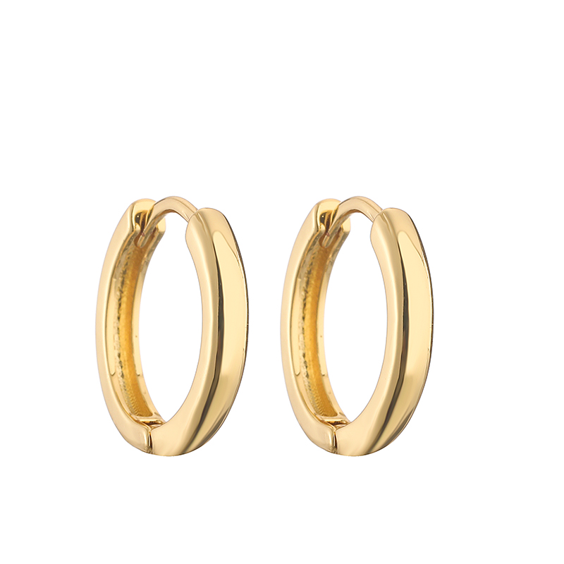 1 Pair Vintage Style Simple Style Round Solid Color Plating Copper 18k Gold Plated Hoop Earrings display picture 7