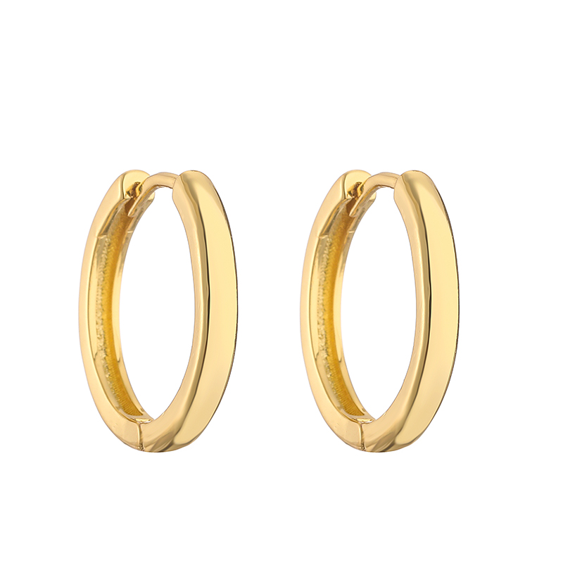 1 Pair Vintage Style Simple Style Round Solid Color Plating Copper 18k Gold Plated Hoop Earrings display picture 6