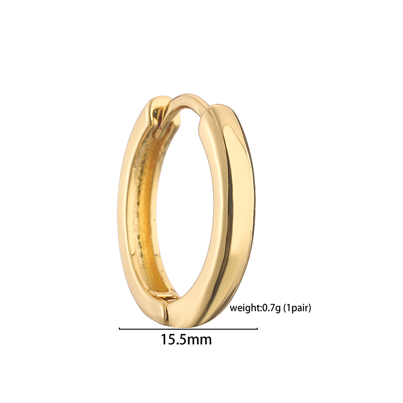 1 Pair Vintage Style Simple Style Round Solid Color Plating Copper 18k Gold Plated Hoop Earrings display picture 9