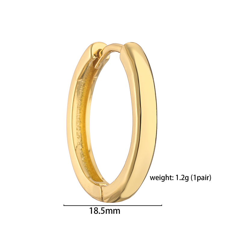 1 Pair Vintage Style Simple Style Round Solid Color Plating Copper 18k Gold Plated Hoop Earrings display picture 10