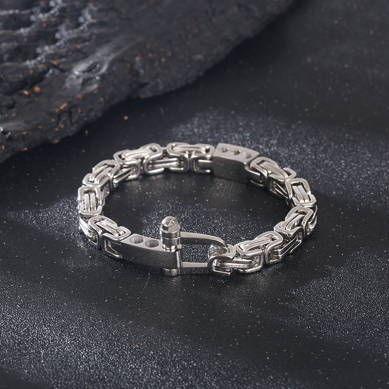 Hip Hop Felsen Einfarbig Rostfreier Stahl Überzug 18 Karat Vergoldet Männer Armbänder display picture 2