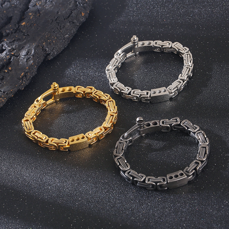 Hip-Hop Rock Solid Color Stainless Steel Plating 18K Gold Plated Men'S Bracelets display picture 7