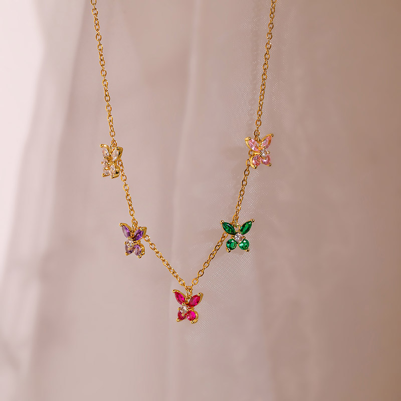 Casual Sweet Butterfly Copper 18k Gold Plated Zircon Pendant Necklace In Bulk display picture 1