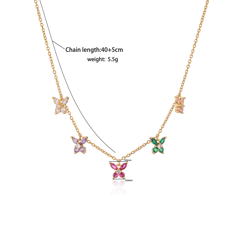 Casual Sweet Butterfly Copper 18k Gold Plated Zircon Pendant Necklace In Bulk display picture 4