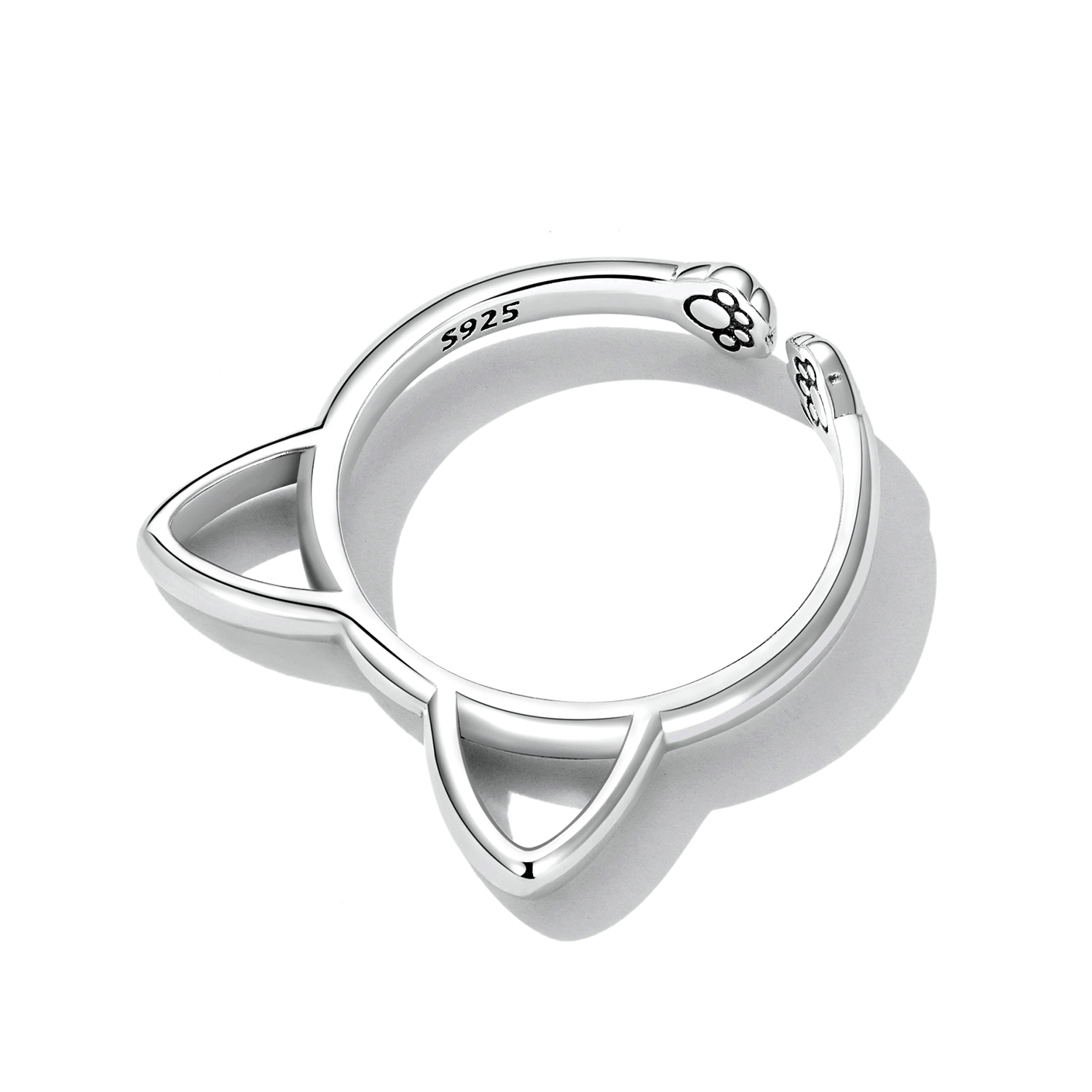 Casual Cute Cat Sterling Silver Inlay Zircon Open Rings display picture 29