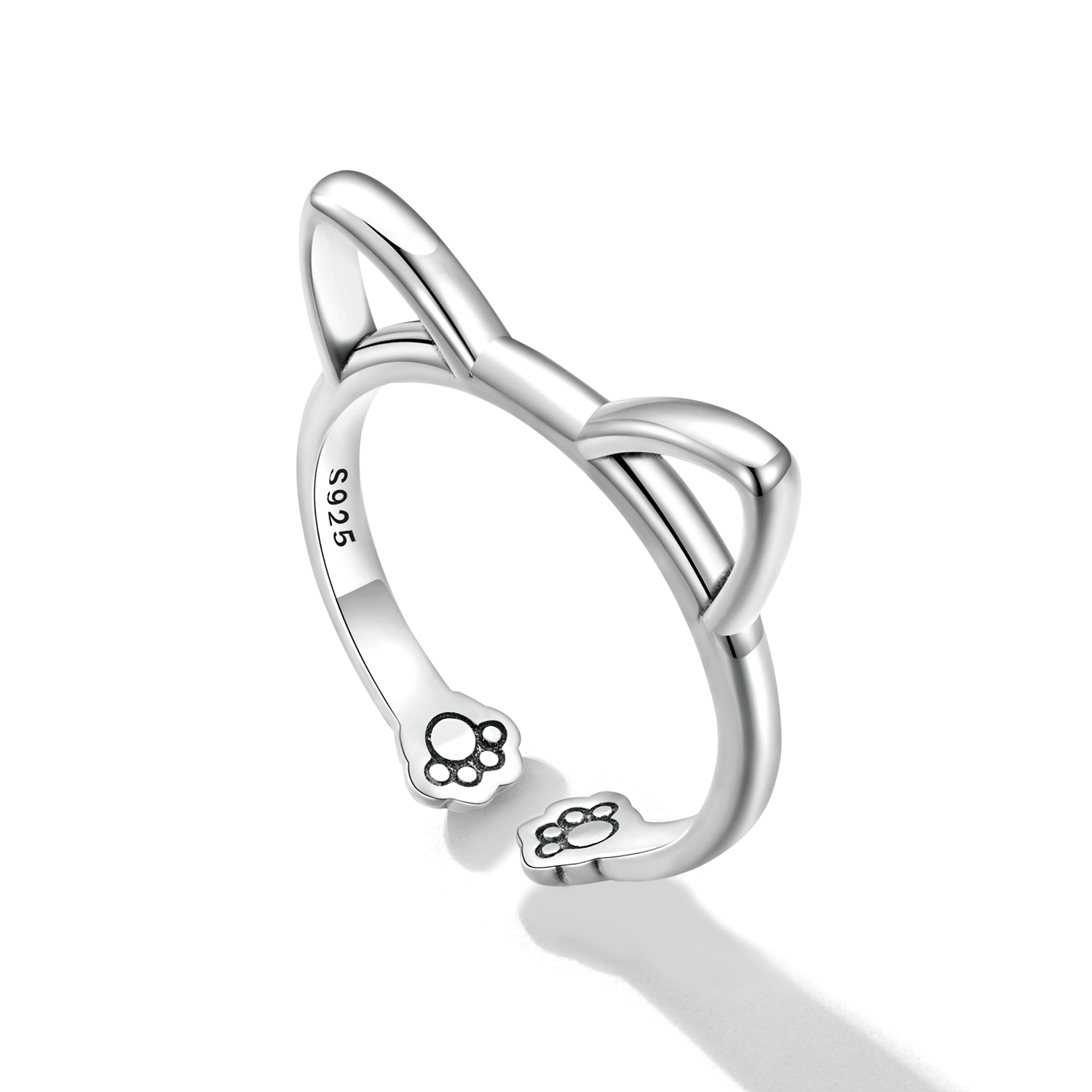Casual Cute Cat Sterling Silver Inlay Zircon Open Rings display picture 28