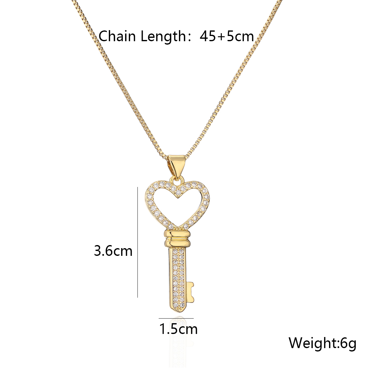 Retro Classic Style Key Copper Plating Inlay Zircon 18k Gold Plated Pendant Necklace display picture 1