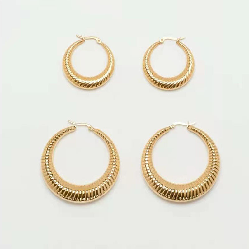 1 Pair Retro Geometric Plating 304 Stainless Steel Titanium Steel Gold Plated Earrings display picture 5