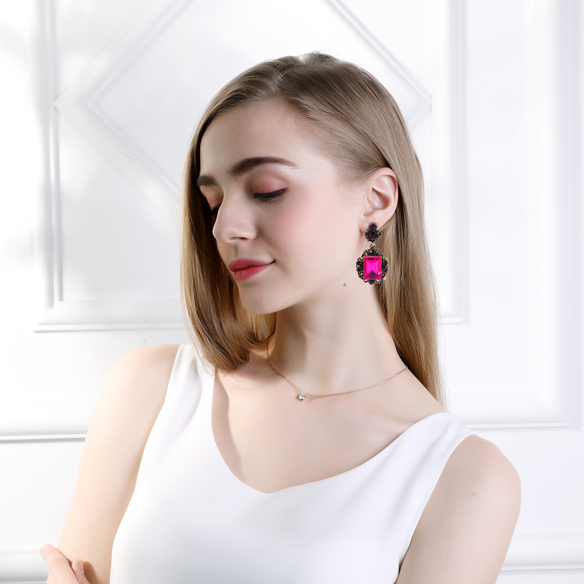 Wholesale Jewelry Ig Style Exaggerated Square Alloy Glass Inlay Ear Studs display picture 4