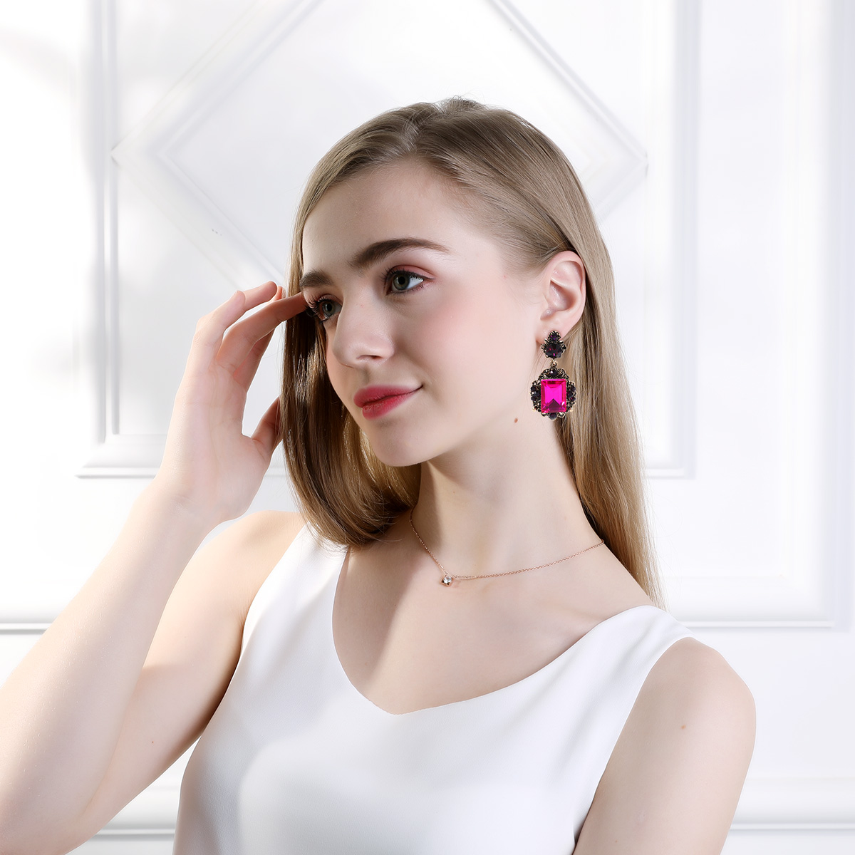 Wholesale Jewelry Ig Style Exaggerated Square Alloy Glass Inlay Ear Studs display picture 6