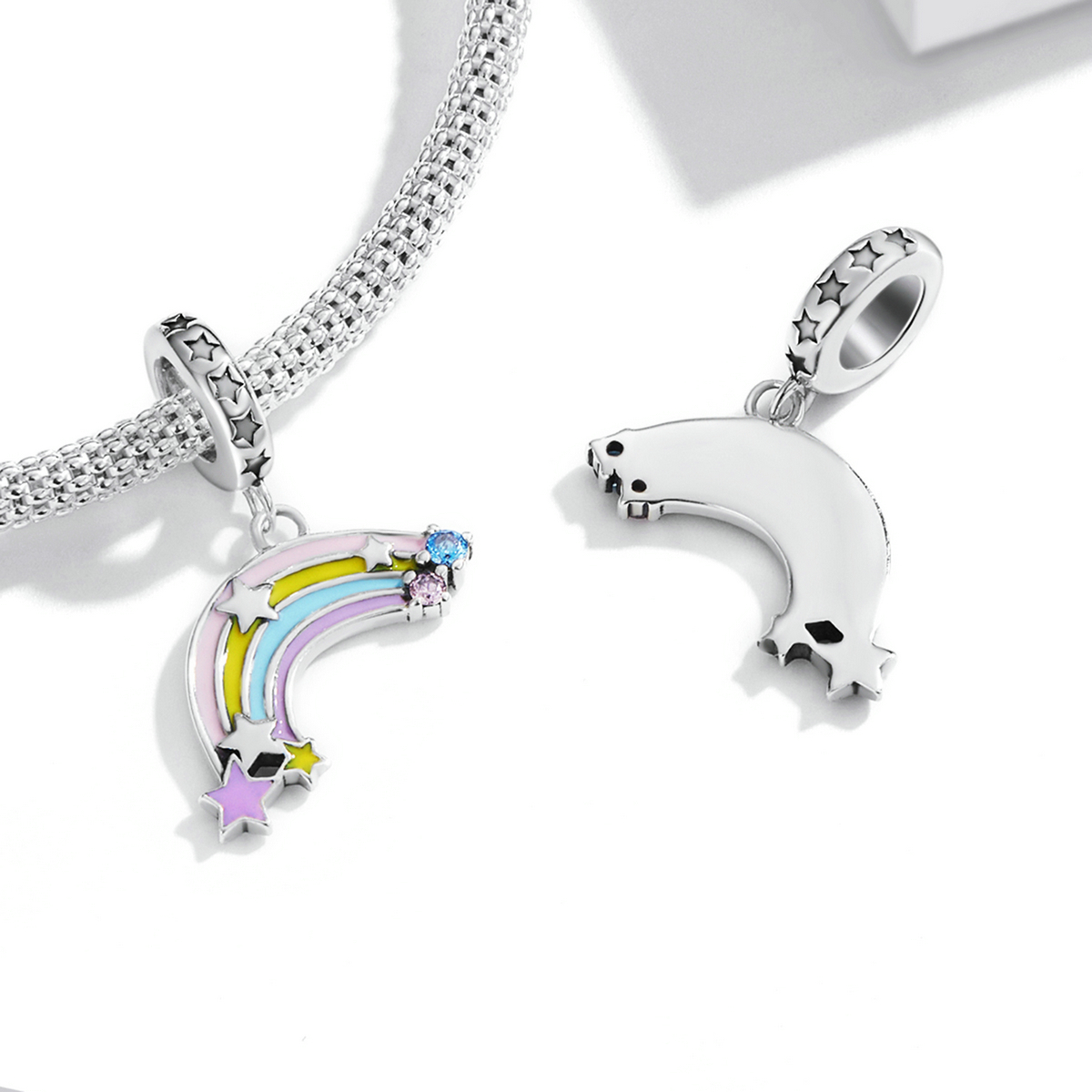 Casual Rainbow Sterling Silver Inlay Zircon Jewelry Accessories display picture 19