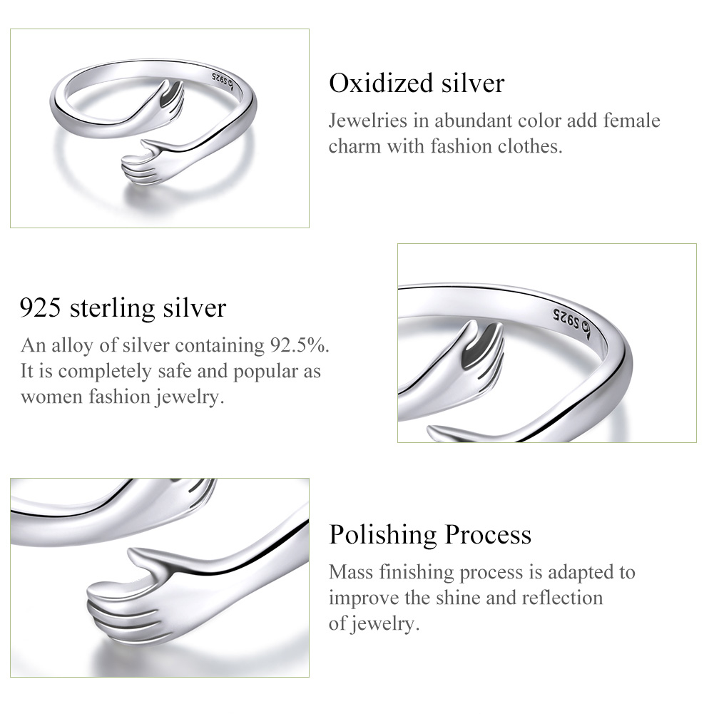 Lässig Strassenmode Feder Sterling Silber Zirkon Offener Ring In Masse display picture 21