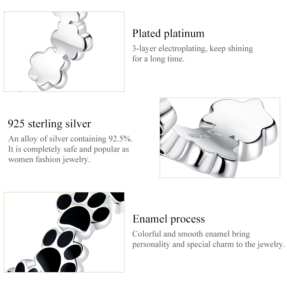 Casual Paw Print Snake Sterling Silver Zircon Open Rings In Bulk display picture 31