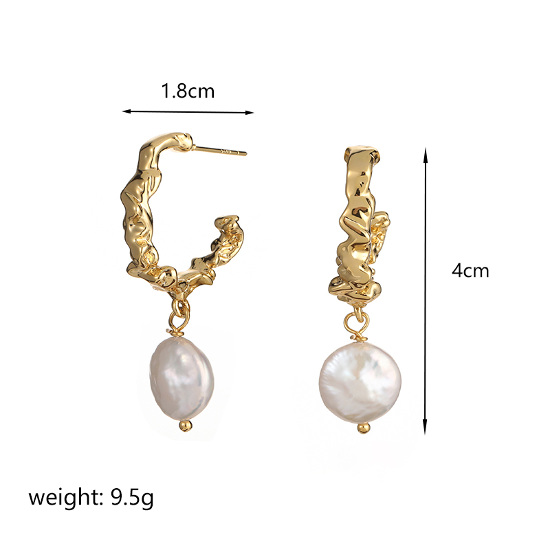 1 Pair Retro Flower Plating Metal Inlay Copper Freshwater Pearl Agate 18k Gold Plated Drop Earrings display picture 3