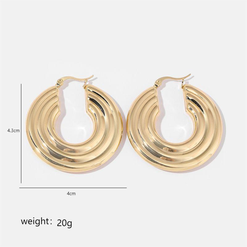 1 Pair Simple Style Solid Color Commute Geometric Semicircle Circle Plating Stainless Steel 18K Gold Plated Earrings display picture 5
