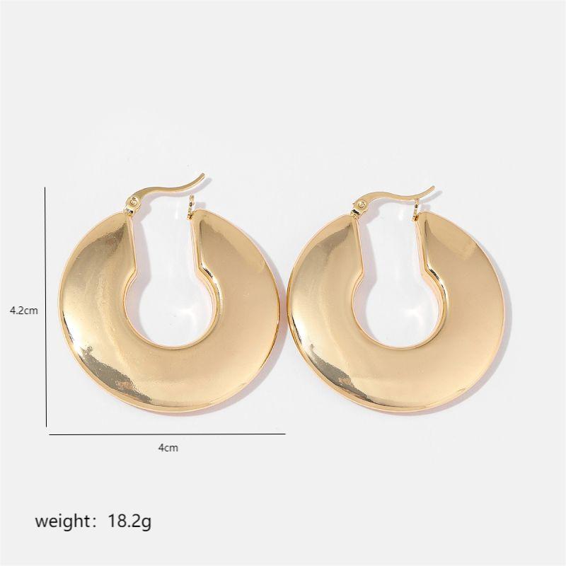 1 Pair Simple Style Solid Color Commute Geometric Semicircle Circle Plating Stainless Steel 18K Gold Plated Earrings display picture 6