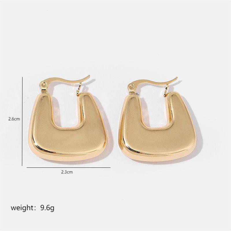 1 Pair Simple Style Solid Color Commute Geometric Semicircle Circle Plating Stainless Steel 18K Gold Plated Earrings display picture 7