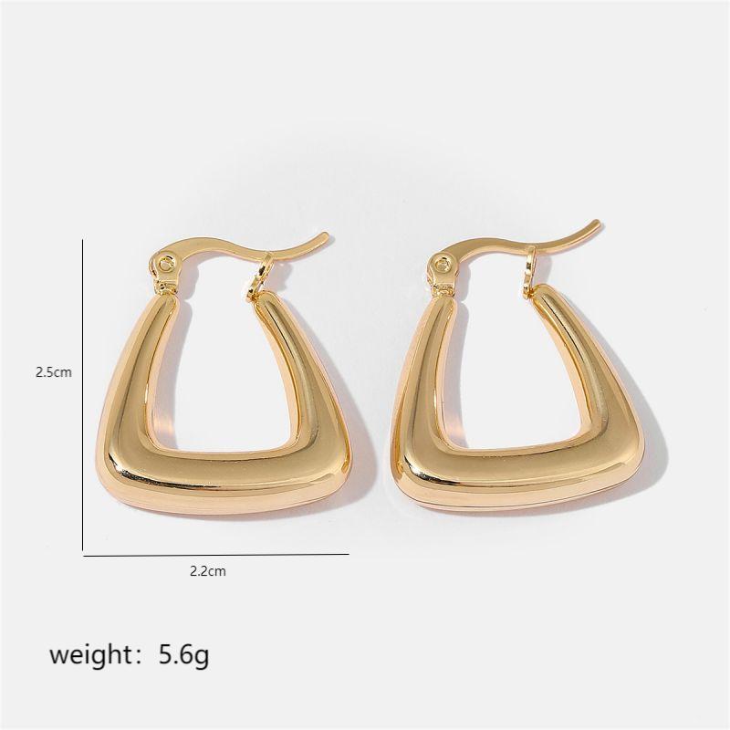 1 Pair Simple Style Solid Color Commute Geometric Semicircle Circle Plating Stainless Steel 18K Gold Plated Earrings display picture 8