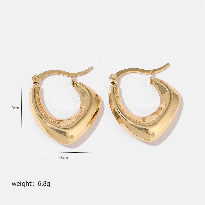 1 Pair Simple Style Solid Color Commute Geometric Semicircle Circle Plating Stainless Steel 18K Gold Plated Earrings display picture 12
