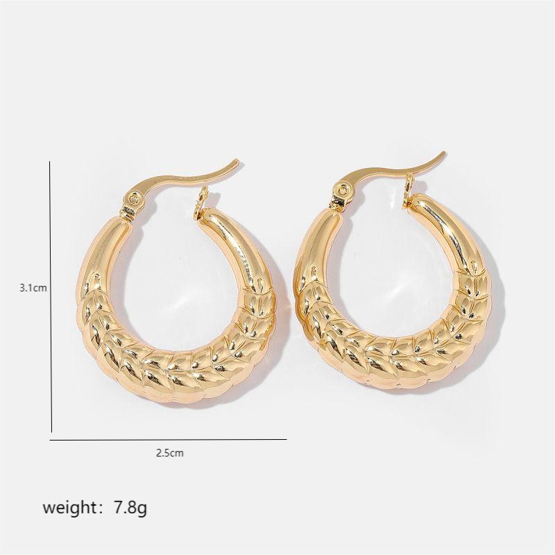 1 Pair Simple Style Solid Color Commute Geometric Semicircle Circle Plating Stainless Steel 18K Gold Plated Earrings display picture 2
