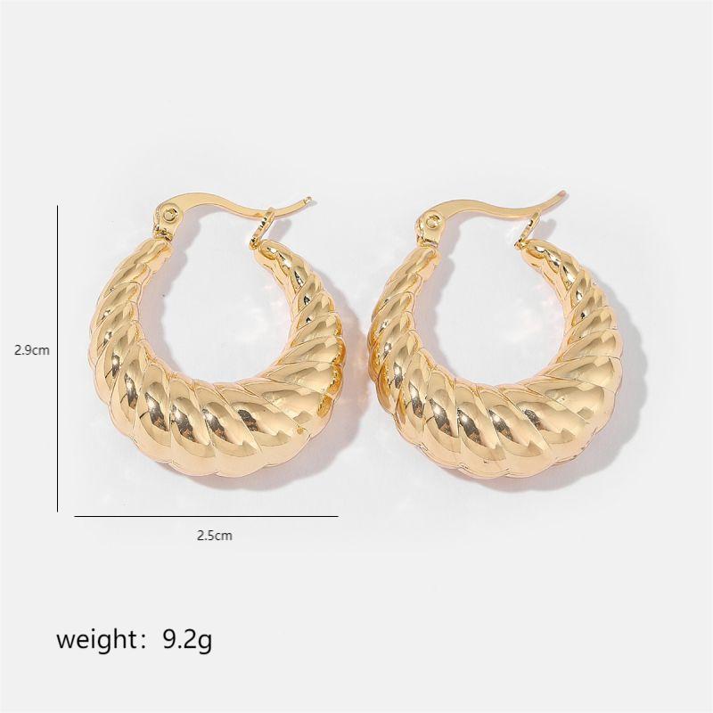 1 Pair Simple Style Solid Color Commute Geometric Semicircle Circle Plating Stainless Steel 18K Gold Plated Earrings display picture 9