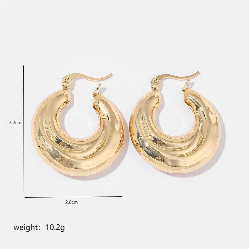 1 Pair Simple Style Solid Color Commute Geometric Semicircle Circle Plating Stainless Steel 18K Gold Plated Earrings display picture 3