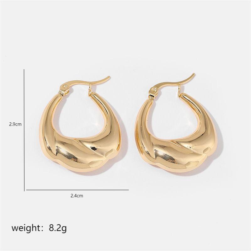1 Pair Simple Style Solid Color Commute Geometric Semicircle Circle Plating Stainless Steel 18K Gold Plated Earrings display picture 10