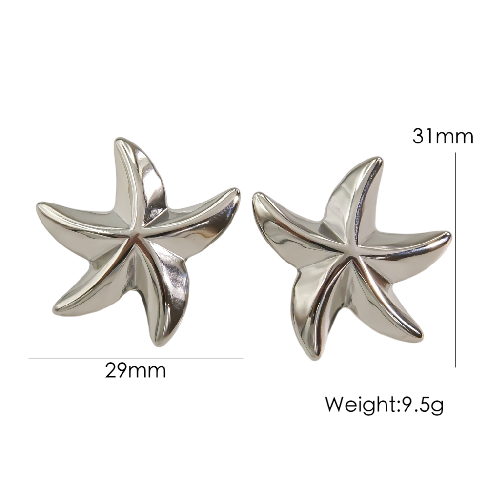1 Pair Casual Marine Style Starfish 304 Stainless Steel 14K Gold Plated Ear Studs display picture 5