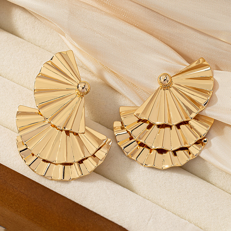 1 Pair Glam Exaggerated Sector Plating Alloy 14k Gold Plated Drop Earrings display picture 1
