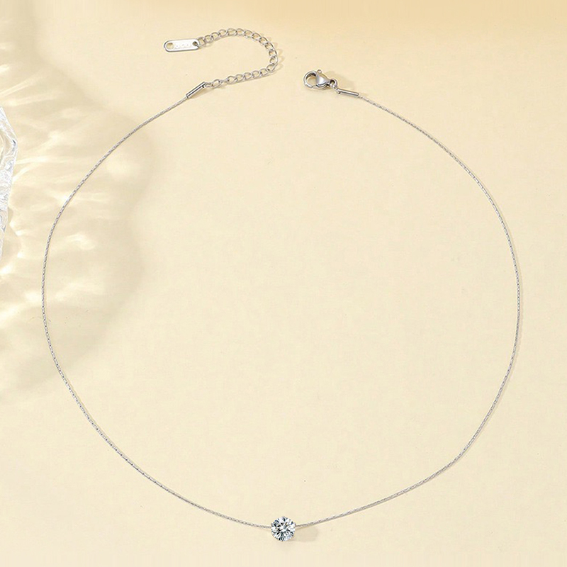 Elegant Geometric Stainless Steel Zircon White Gold Plated Pendant Necklace display picture 1