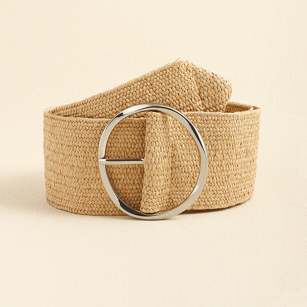 Vacation Modern Style Classic Style Solid Color Alloy Straw Buckle Women's Woven Belts display picture 3