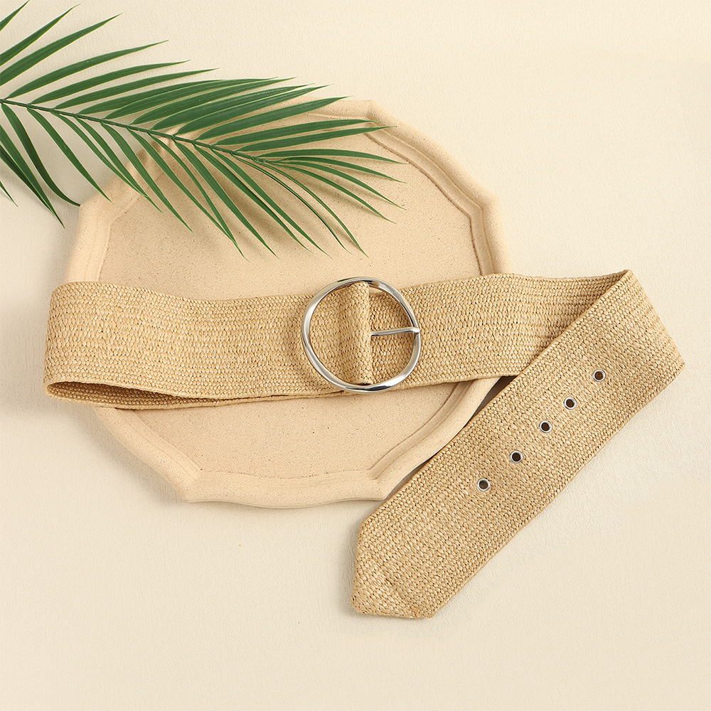 Vacation Modern Style Classic Style Solid Color Alloy Straw Buckle Women's Woven Belts display picture 5