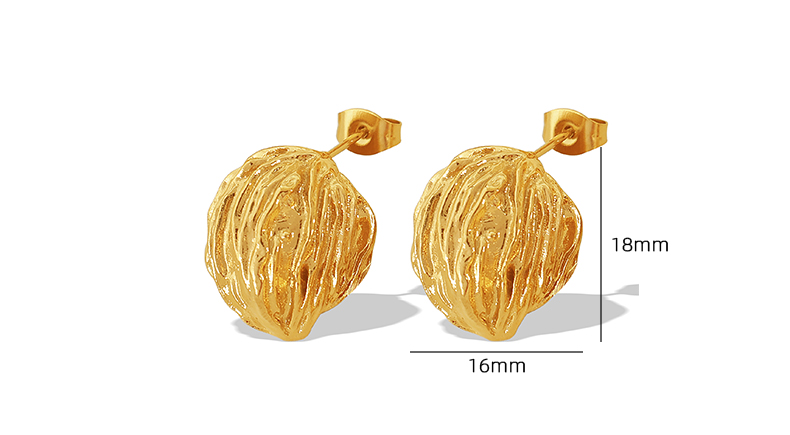 1 Pair Vintage Style Simple Style Lines Irregular Plating Pleated Copper 18k Gold Plated Ear Studs display picture 1