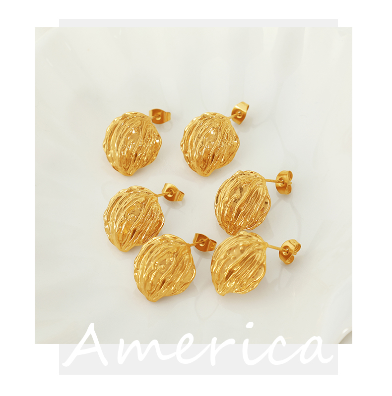 1 Pair Vintage Style Simple Style Lines Irregular Plating Pleated Copper 18k Gold Plated Ear Studs display picture 4