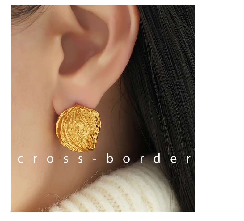 1 Pair Vintage Style Simple Style Lines Irregular Plating Pleated Copper 18k Gold Plated Ear Studs display picture 9