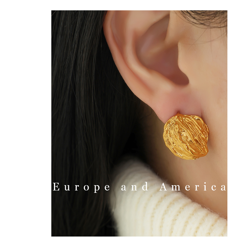 1 Pair Vintage Style Simple Style Lines Irregular Plating Pleated Copper 18k Gold Plated Ear Studs display picture 8