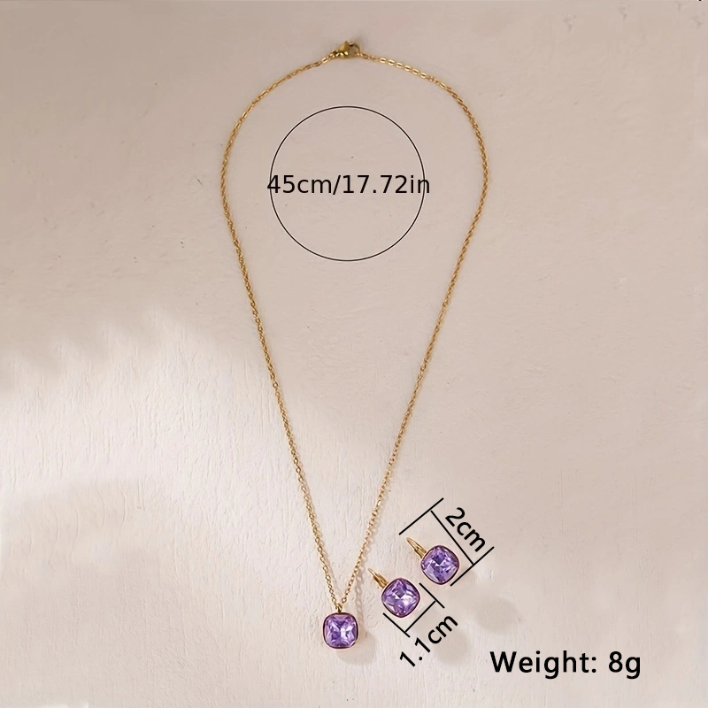 Stainless Steel Elegant Shiny Geometric Zircon Earrings Necklace display picture 5