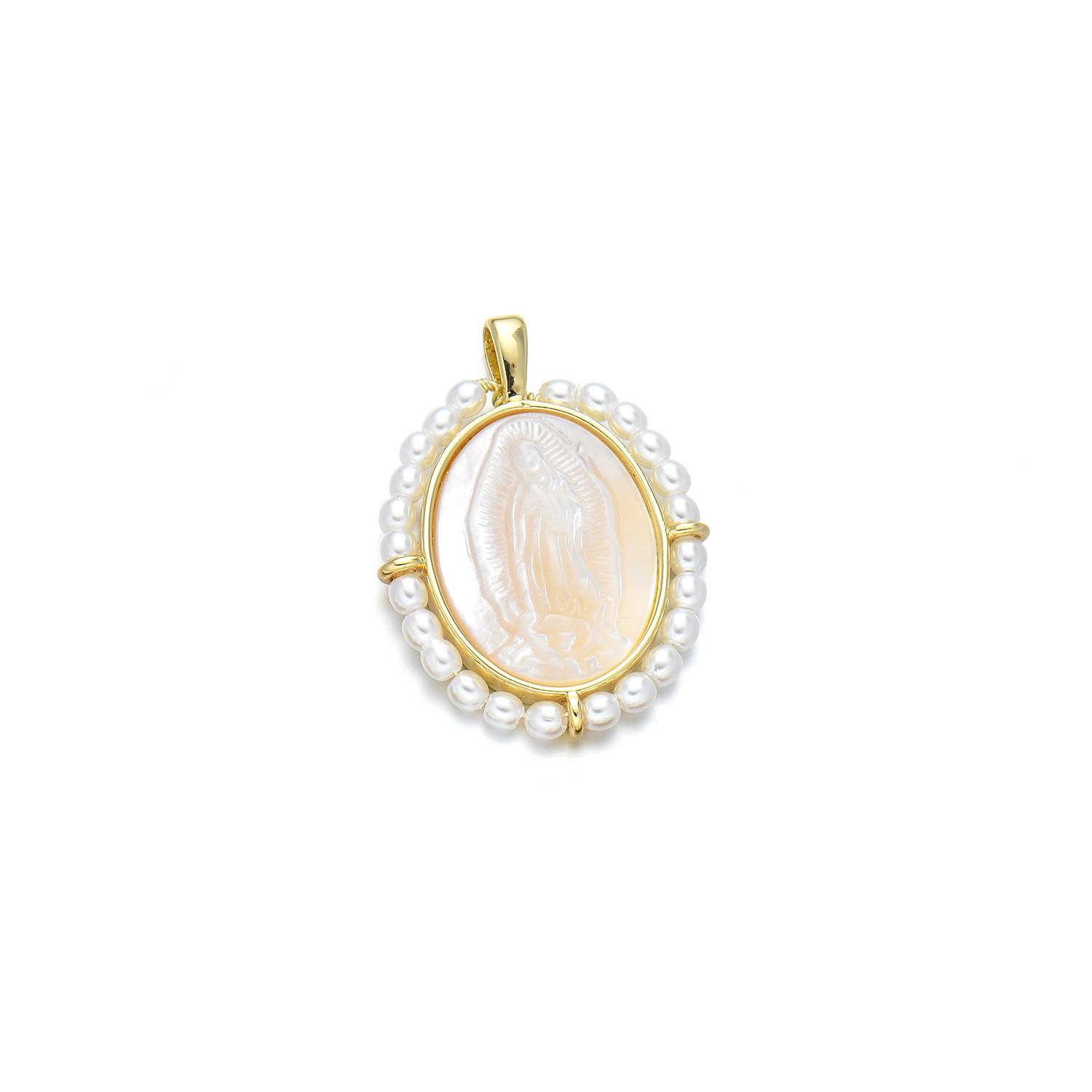 1 Piece Copper Artificial Pearls Shell 18K Gold Plated Inlay Polished Pendant display picture 5