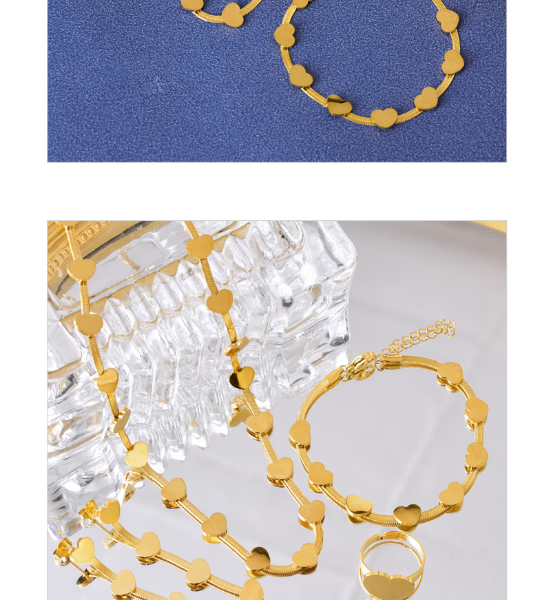 Edelstahl 304 18 Karat Vergoldet Elegant Einfacher Stil Überzug Herzform Schmuck-Set display picture 1