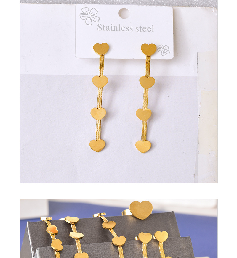 304 Stainless Steel 18K Gold Plated Elegant Simple Style Plating Heart Shape Jewelry Set display picture 4