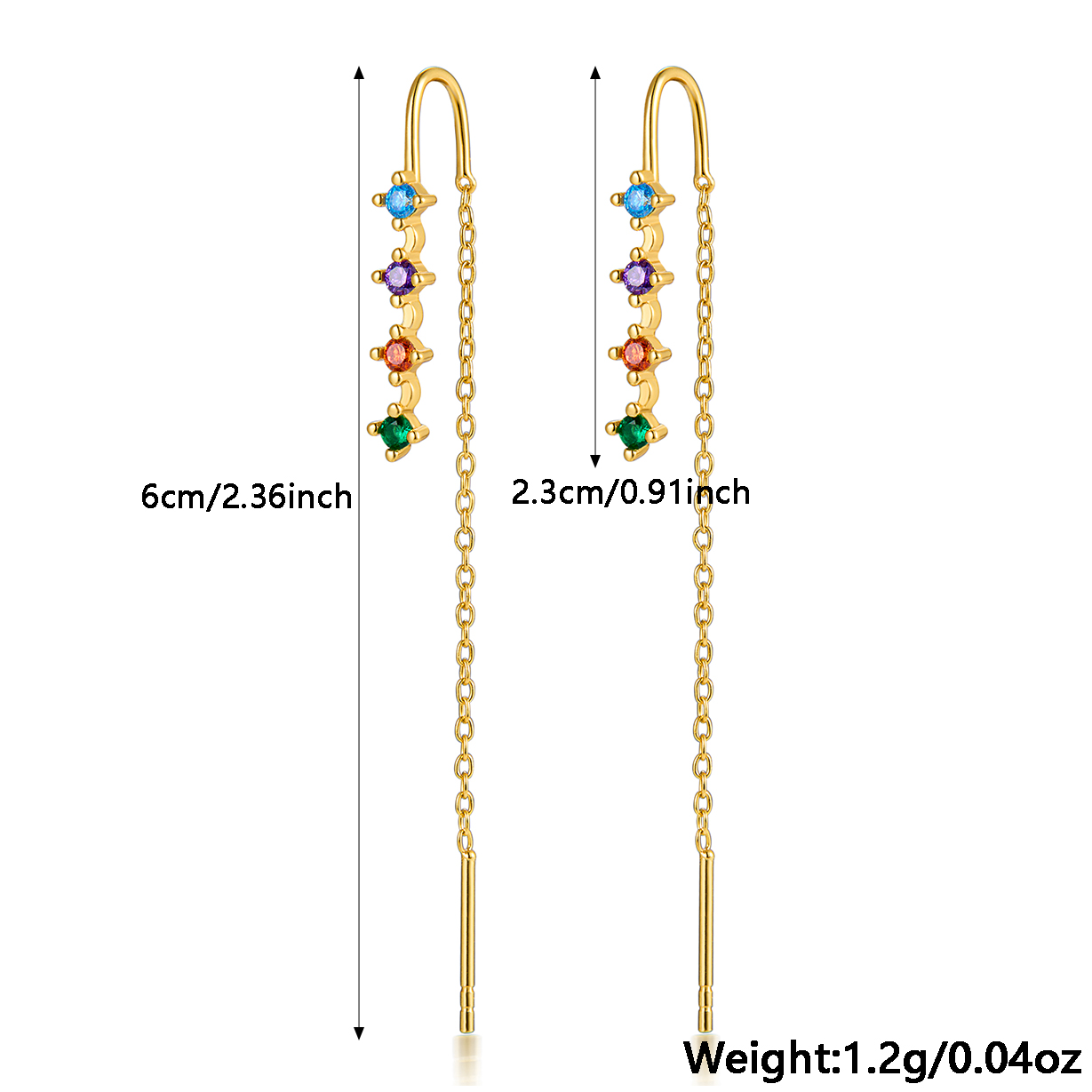 1 Pair Elegant Luxurious Shiny Tassel Plating Inlay Sterling Silver Zircon 18k Gold Plated White Gold Plated Ear Line display picture 1