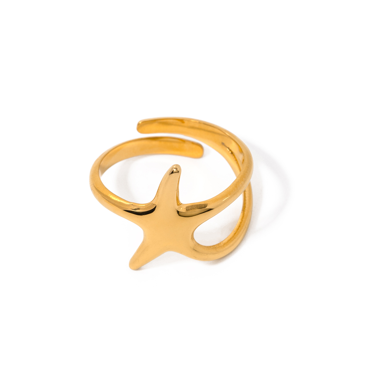 304 Stainless Steel IG Style Simple Style Plating Starfish Open Rings display picture 1
