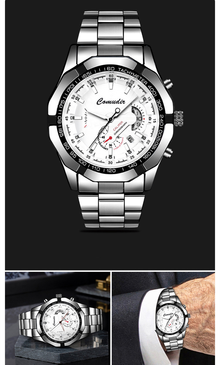 Business Geometric Single Folding Buckle Quartz Men's Watches display picture 4