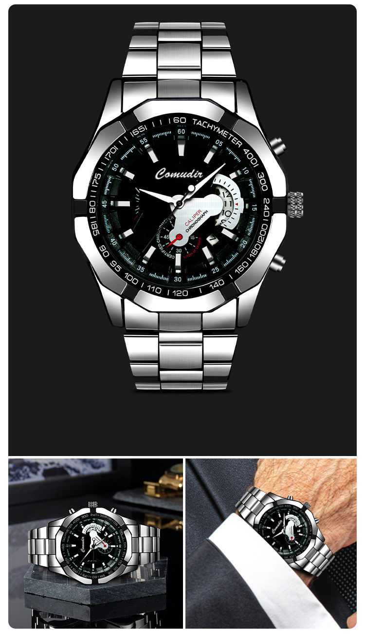 Business Geometric Single Folding Buckle Quartz Men's Watches display picture 6