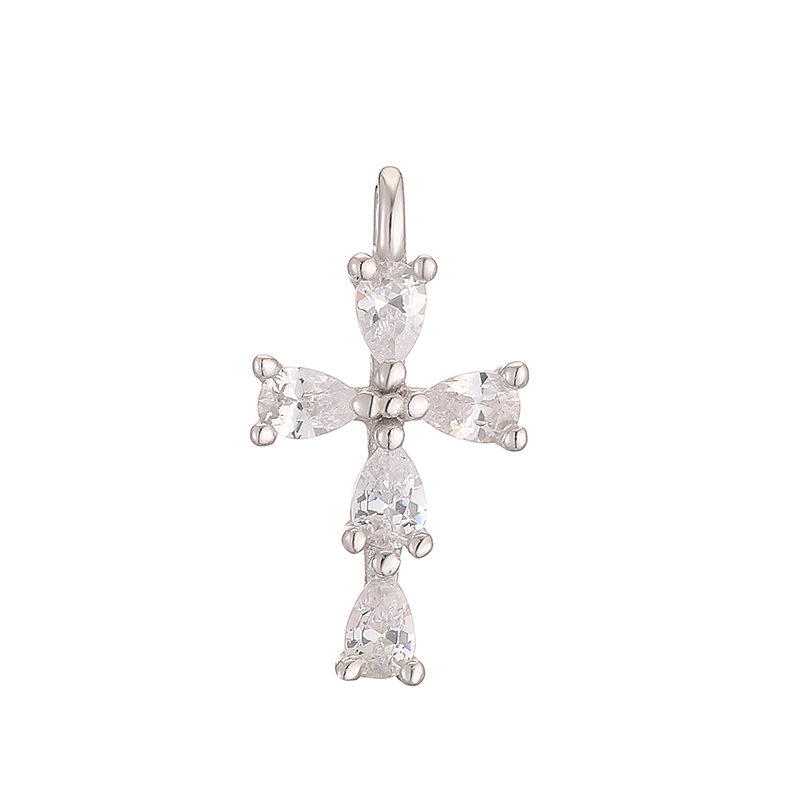 1 Piece Simple Style Cross Sterling Silver Plating Inlay Pendant Jewelry Accessories display picture 2